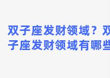 双子座发财领域？双子座发财领域有哪些