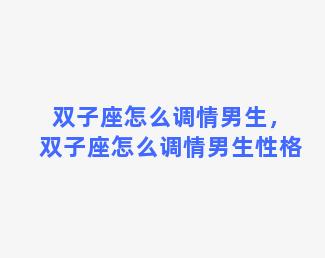 双子座怎么调情男生，双子座怎么调情男生性格