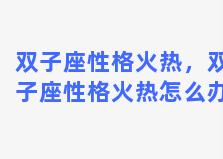 双子座性格火热，双子座性格火热怎么办