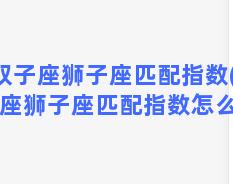 双子座狮子座匹配指数(双子座狮子座匹配指数怎么样)