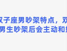 双子座男吵架特点，双子座男生吵架后会主动和好吗