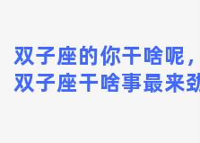 双子座的你干啥呢，双子座干啥事最来劲