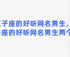 双子座的好听网名男生，双子座的好听网名男生两个字