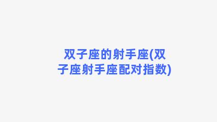 双子座的射手座(双子座射手座配对指数)