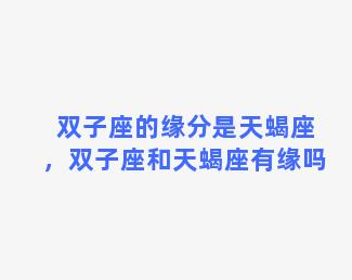 双子座的缘分是天蝎座，双子座和天蝎座有缘吗