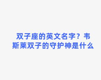 双子座的英文名字？韦斯莱双子的守护神是什么