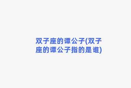 双子座的谭公子(双子座的谭公子指的是谁)