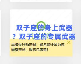 双子座的身上武器？双子座的专属武器