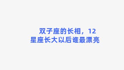 双子座的长相，12星座长大以后谁最漂亮