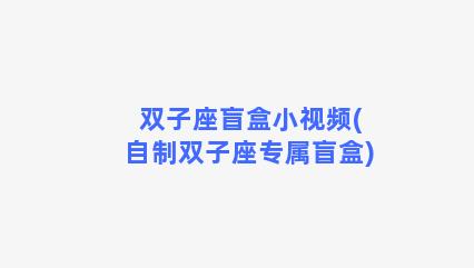 双子座盲盒小视频(自制双子座专属盲盒)