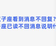 双子座看到消息不回复？双子座已读不回消息说明什么