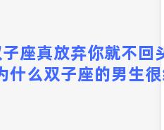 双子座真放弃你就不回头吗？为什么双子座的男生很绝情