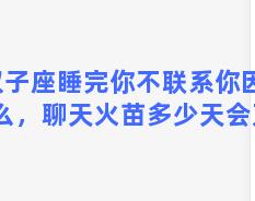 双子座睡完你不联系你因为什么，聊天火苗多少天会灭掉