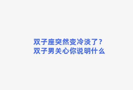 双子座突然变冷淡了？双子男关心你说明什么