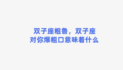 双子座粗鲁，双子座对你爆粗口意味着什么