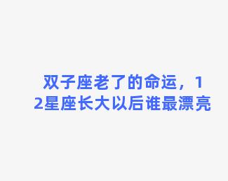 双子座老了的命运，12星座长大以后谁最漂亮