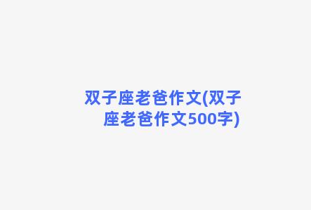 双子座老爸作文(双子座老爸作文500字)