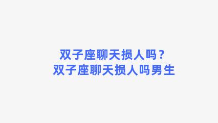 双子座聊天损人吗？双子座聊天损人吗男生