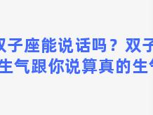 双子座能说话吗？双子男把生气跟你说算真的生气吗