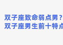 双子座致命弱点男？双子座男生前十特点