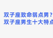 双子座致命弱点男？双子座男生十大特点