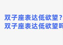 双子座表达低欲望？双子座表达低欲望吗