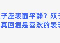 双子座表面平静？双子座认真回复是喜欢的表现吗