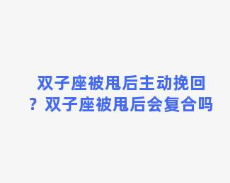 双子座被甩后主动挽回？双子座被甩后会复合吗