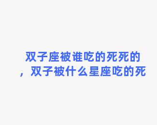 双子座被谁吃的死死的，双子被什么星座吃的死