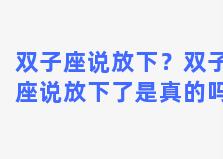 双子座说放下？双子座说放下了是真的吗