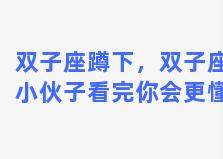 双子座蹲下，双子座小伙子看完你会更懂