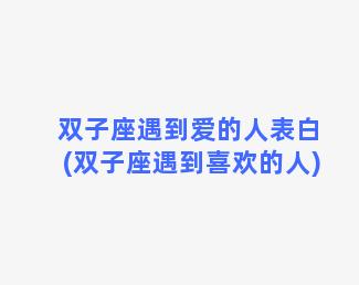 双子座遇到爱的人表白(双子座遇到喜欢的人)