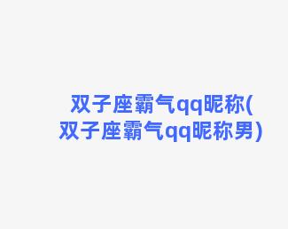 双子座霸气qq昵称(双子座霸气qq昵称男)