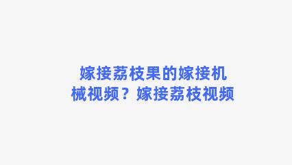 嫁接荔枝果的嫁接机械视频？嫁接荔枝视频