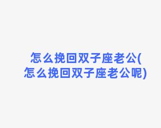 怎么挽回双子座老公(怎么挽回双子座老公呢)