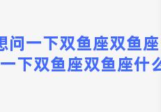 我想问一下双鱼座双鱼座，我想问一下双鱼座双鱼座什么意思