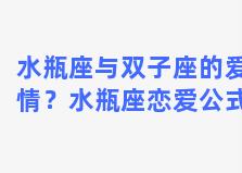 水瓶座与双子座的爱情？水瓶座恋爱公式