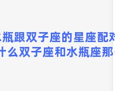 水瓶跟双子座的星座配对？为什么双子座和水瓶座那么像