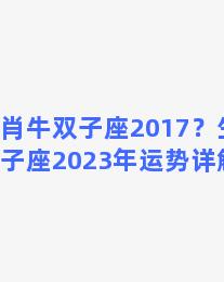 生肖牛双子座2017？生肖牛双子座2023年运势详解视频