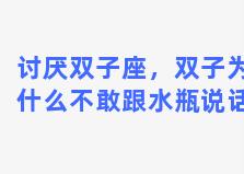 讨厌双子座，双子为什么不敢跟水瓶说话